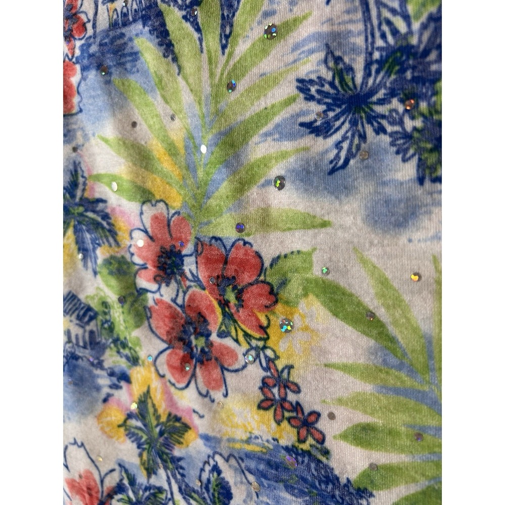 Cathy Daniels floral Sequins Blouse Short Sleeve Women size XL - Picture 8 of 10